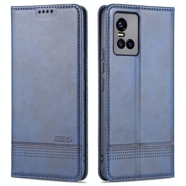 vivo S10 AZNS Magnetic Calf Texture Horizontal Flip Leather Case with Card Slots & Holder & Wallet(Dark Blue)