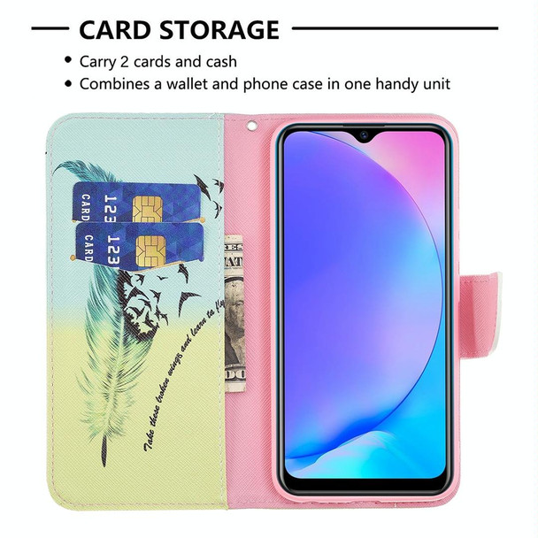 vivo Y11 / Y15 / Y12 / Y17 Colored Drawing Pattern Horizontal Flip Leather Case with Holder & Card Slots & Wallet(Feather Bird)