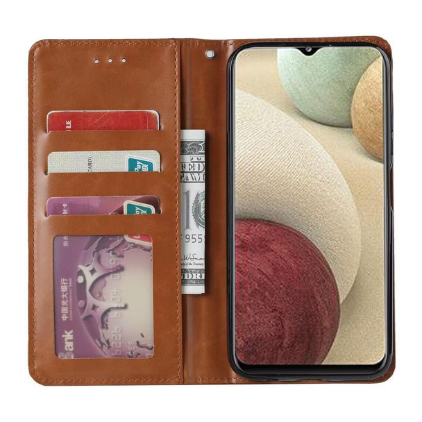 Samsung Galaxy A22 4G EU Version Knead Skin Texture Horizontal Flip Leather Case with Photo Frame & Holder & Card Slots & Wallet(Brown)