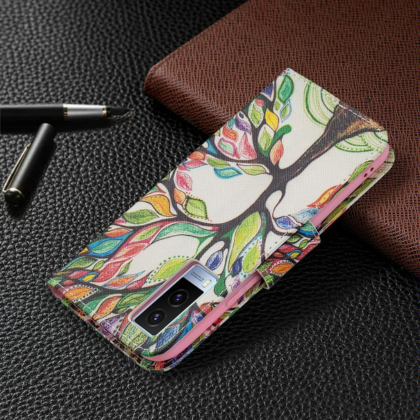 vivo V21e 5G Colored Drawing Pattern Horizontal Flip Leather Case with Holder & Card Slots & Wallet(Tree Life)
