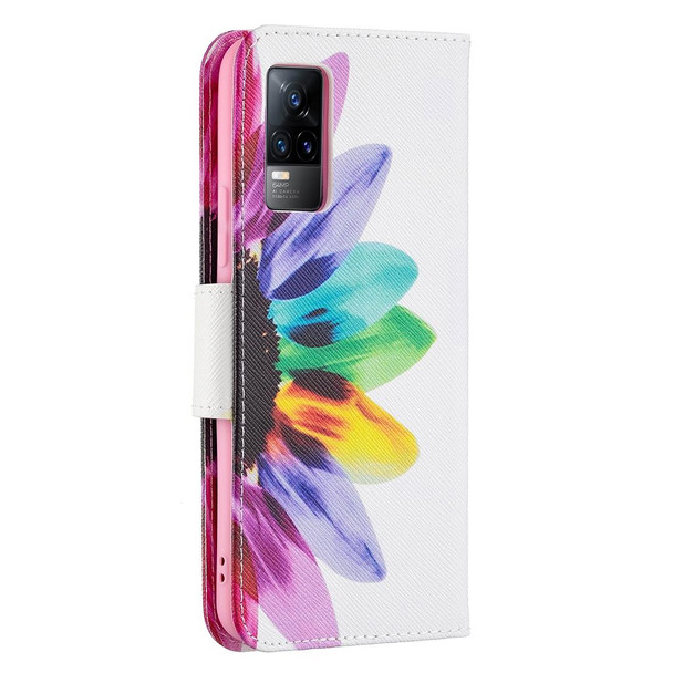 vivo V21e 4G Colored Drawing Pattern Horizontal Flip Leather Case with Holder & Card Slots & Wallet(Sun Flower)