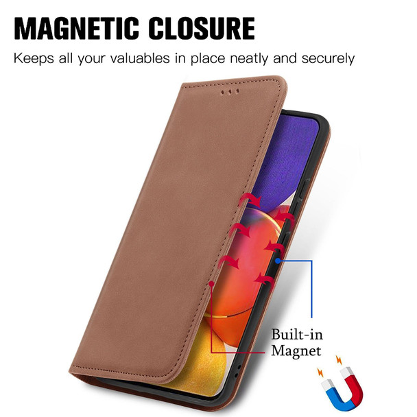 Samsung Galaxy A82 5G Retro Skin Feel Business Magnetic Horizontal Flip Leather Case with Holder & Card Slots & Wallet & Photo Frame(Brown)