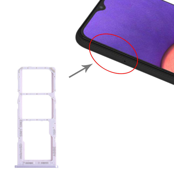 SIM Card Tray + SIM Card Tray + Micro SD Card Tray for Samsung Galaxy A22 SM-A225 (Purple)