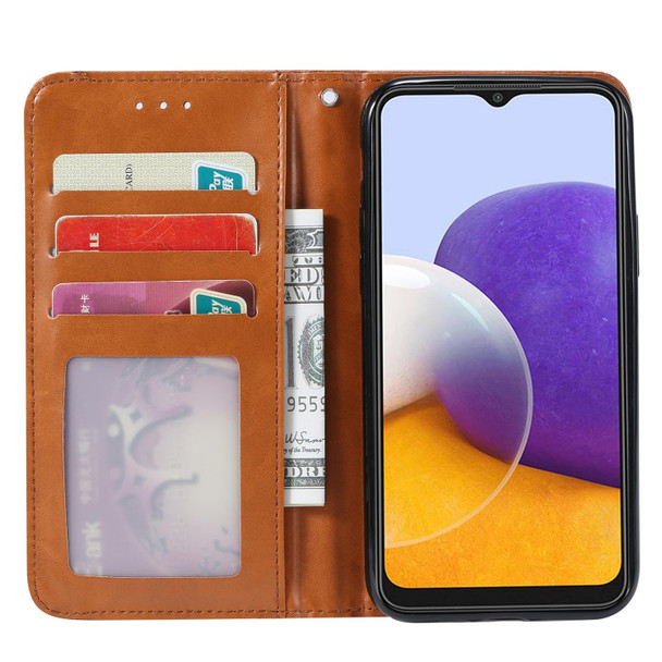 Samsung Galaxy A22 5G EU Version Knead Skin Texture Horizontal Flip Leather Case with Photo Frame & Holder & Card Slots & Wallet(Brown)