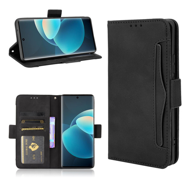 vivo X60 Pro / X60 5G Curved Surface Skin Feel Calf Pattern Horizontal Flip Leather Case with Holder & Card Slots & Photo Frame(Black)
