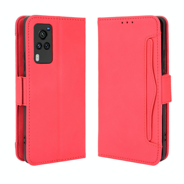 vivo X60 Pro / X60 5G Curved Surface Skin Feel Calf Pattern Horizontal Flip Leather Case with Holder & Card Slots & Photo Frame(Red)
