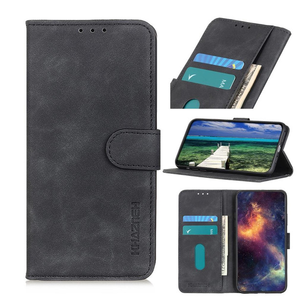 vivo V21e / Y73 2021 KHAZNEH Retro Texture PU + TPU Horizontal Flip Leather Case with Holder & Card Slots & Wallet(Black)