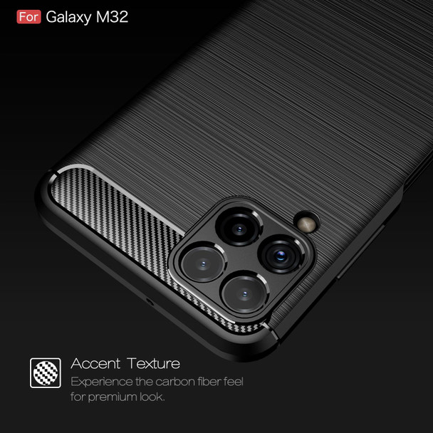 Samsung Galaxy M32 (india) Brushed Texture Carbon Fiber TPU Case(Blue)