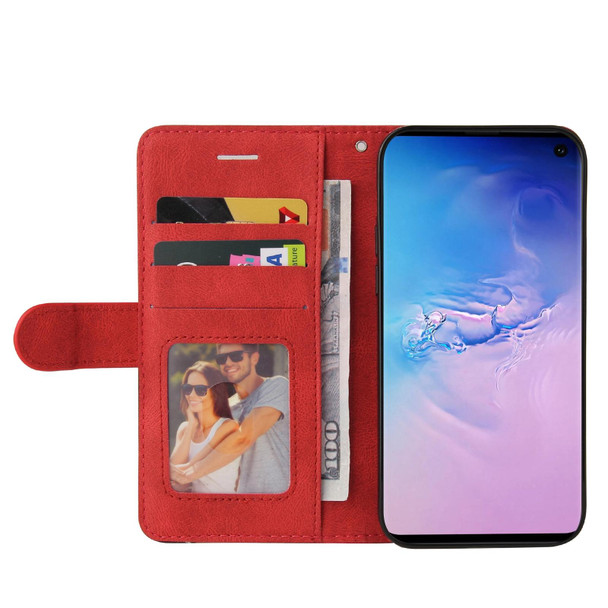 Samsung Galaxy S10 Dual-color Splicing Horizontal Flip PU Leather Case with Holder & Card Slots & Wallet(Red)