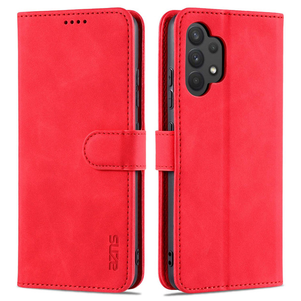 Samsung Galaxy A32 4G AZNS Skin Feel Calf Texture Horizontal Flip Leather Case with Card Slots & Holder & Wallet(Red)