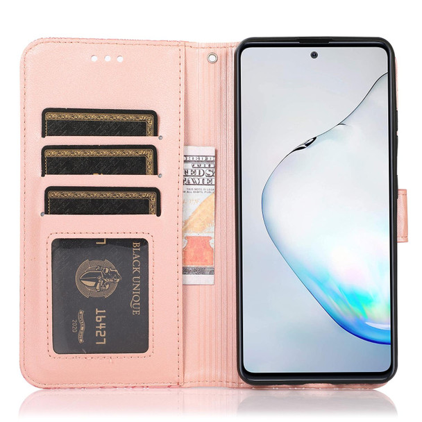 Samsung Galaxy Note10 Lite / A81 Skin Feel Embossed Sunflower Horizontal Flip Leather Case with Holder & Card Slots & Wallet & Lanyard(Rose Gold)