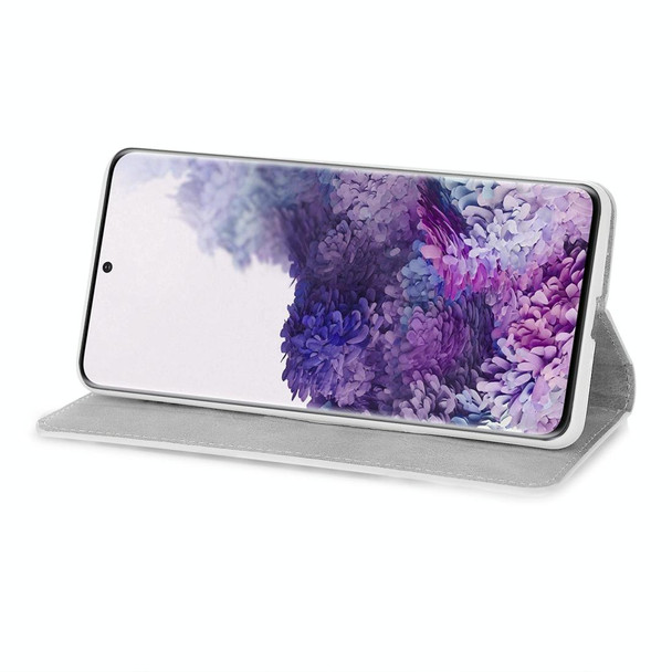 Samsung Galaxy S20 Plus Glitter Powder Horizontal Flip Leather Case with Card Slots & Holder & Lanyard(Gold)