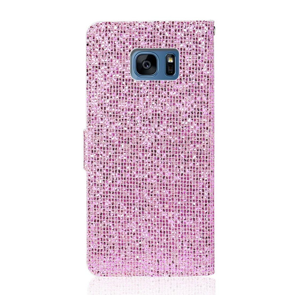 Samsung Galaxy S7 Glitter Powder Horizontal Flip Leather Case with Card Slots & Holder & Lanyard(Pink)