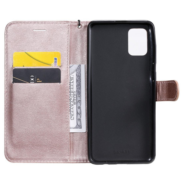 Samsung Galaxy A31 Solid Color Horizontal Flip Protective Leather Case with Holder & Card Slots & Wallet & Photo Frame & Lanyard(Rose Gold)