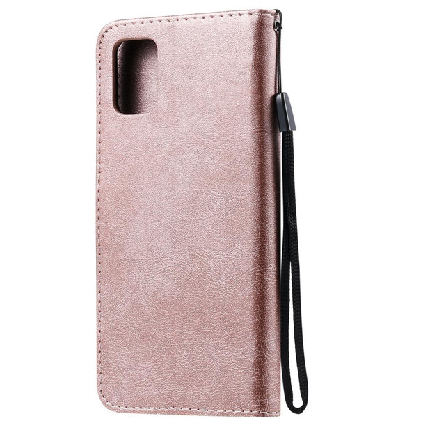 Samsung Galaxy A31 Solid Color Horizontal Flip Protective Leather Case with Holder & Card Slots & Wallet & Photo Frame & Lanyard(Rose Gold)