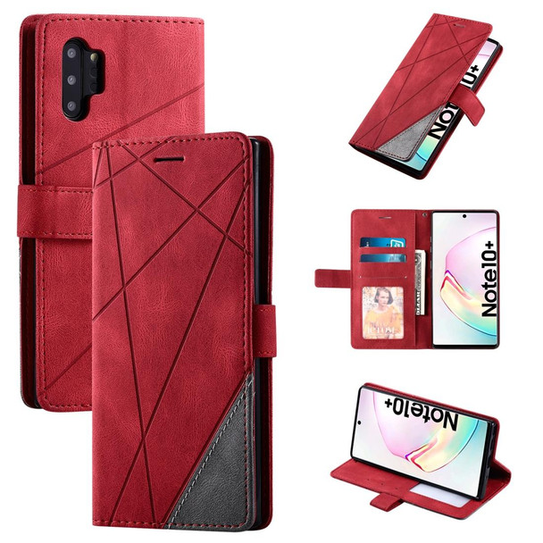 Samsung Galaxy Note 10 Pro Skin Feel Splicing Horizontal Flip Leather Case with Holder & Card Slots & Wallet & Photo Frame(Red)