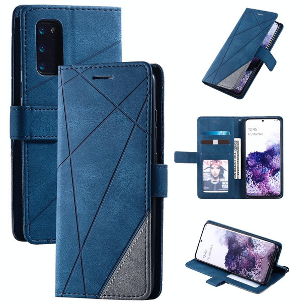 Samsung Galaxy S20 Plus Skin Feel Splicing Horizontal Flip Leather Case with Holder & Card Slots & Wallet & Photo Frame(Blue)