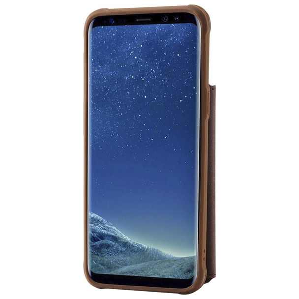 Galaxy S8 Plus Zipper Shockproof Protective Case with Card Slots & Bracket & Photo Holder & Wallet Function(Coffee)