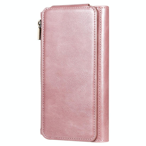 Galaxy S10+ Multifunctional Retro Detachable Magnetic Horizontal Flip Leather Case with Card Slots & Holder & Wallet & Photo Frame(Rose Gold)