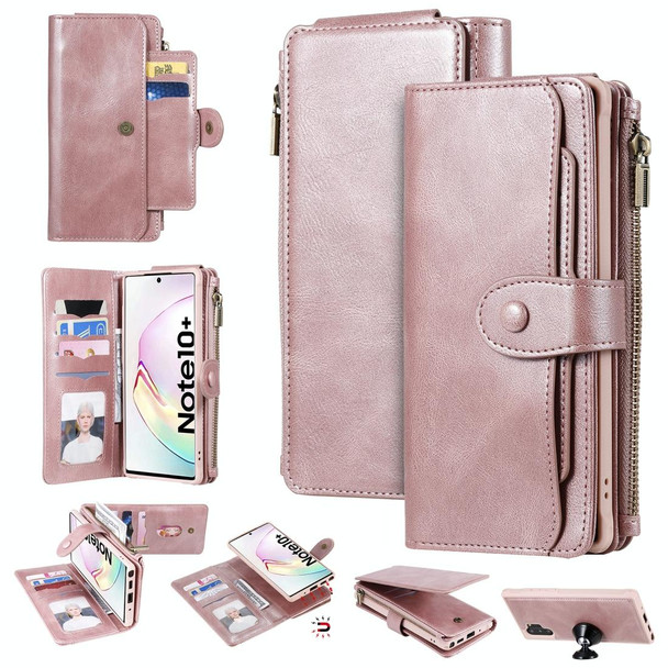 Galaxy Note 10+ Multifunctional Retro Detachable Magnetic Horizontal Flip Leather Case with Card Slots & Holder & Wallet & Photo Frame(Rose Gold)