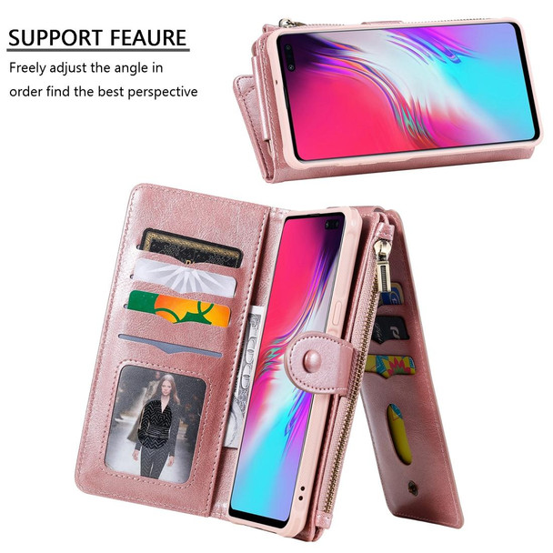 Galaxy S10 5G Multifunctional Retro Detachable Magnetic Horizontal Flip Leather Case with Card Slots & Holder & Wallet & Photo Frame(Rose Gold)