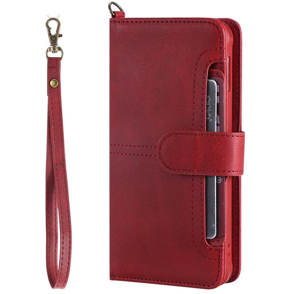 Galaxy S10e Multifunctional Detachable Magnetic Horizontal Flip Leather Case with Card Slots & Holder & Wallet & Photo Frame(Red)