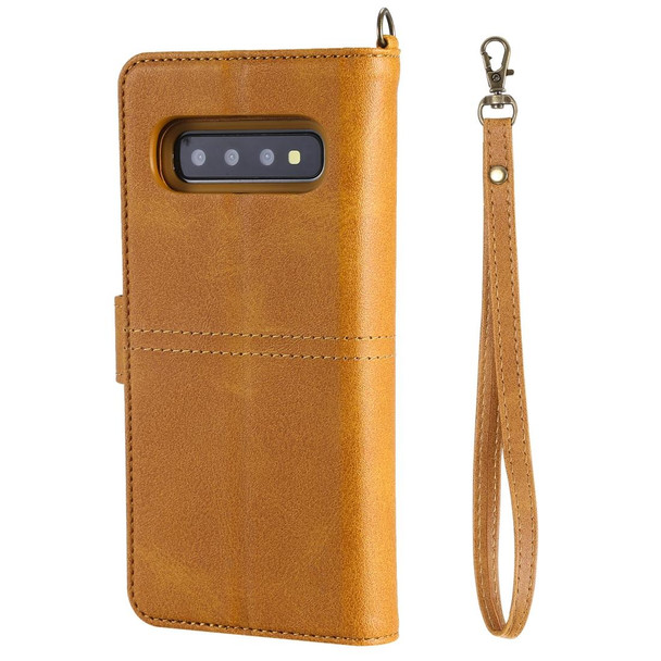 Galaxy S10 Multifunctional Detachable Magnetic Horizontal Flip Leather Case with Card Slots & Holder & Wallet & Photo Frame(Brown)