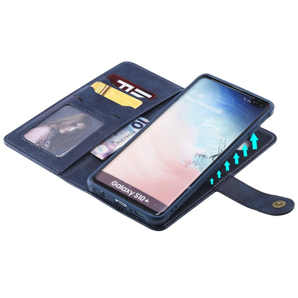 Galaxy S10+ Multifunctional Detachable Magnetic Horizontal Flip Leather Case with Card Slots & Holder & Wallet & Photo Frame(Blue)