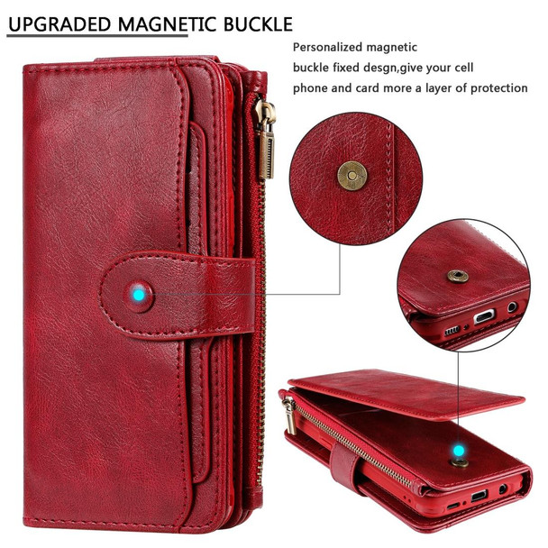 Galaxy S9 Multifunctional Retro Detachable Magnetic Horizontal Flip Leather Case with Card Slots & Holder & Wallet & Photo Frame(Red)