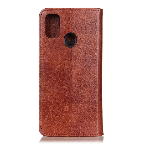 Galaxy A21s Magnetic Crazy Horse Texture Horizontal Flip Leather Case with Holder & Card Slots & Wallet(Brown)