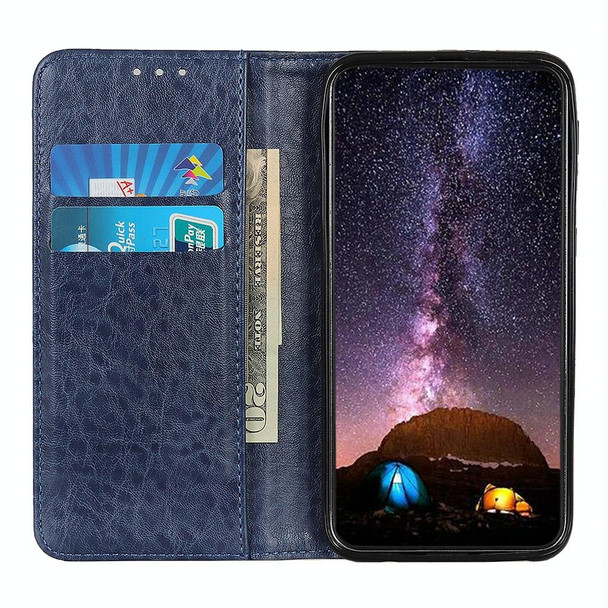 Galaxy A21s Magnetic Crazy Horse Texture Horizontal Flip Leather Case with Holder & Card Slots & Wallet(Blue)