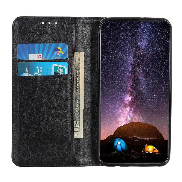 Galaxy A21s Magnetic Crazy Horse Texture Horizontal Flip Leather Case with Holder & Card Slots & Wallet(Black)