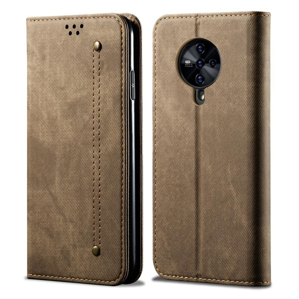 Vivo S6 Denim Texture Casual Style Horizontal Flip Leather Case with Holder & Card Slots & Wallet(Khaki)