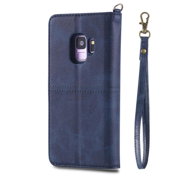 Galaxy S9 Multifunctional Detachable Magnetic Horizontal Flip Leather Case with Card Slots & Holder & Wallet & Photo Frame(Blue)
