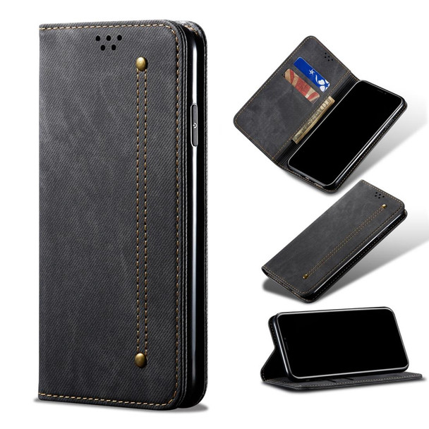 Vivo S6 Denim Texture Casual Style Horizontal Flip Leather Case with Holder & Card Slots & Wallet(Black)