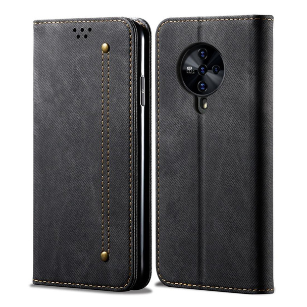 Vivo S6 Denim Texture Casual Style Horizontal Flip Leather Case with Holder & Card Slots & Wallet(Black)