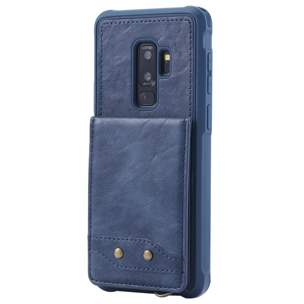 Galaxy S9+ Vertical Flip Shockproof Leather Protective Case with Short Rope, Support Card Slots & Bracket & Photo Holder & Wallet Function(Blue)