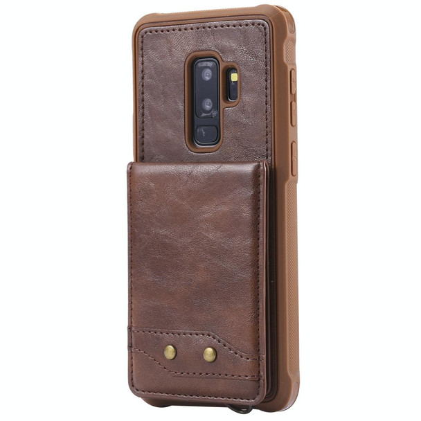 Galaxy S9+ Vertical Flip Shockproof Leather Protective Case with Short Rope, Support Card Slots & Bracket & Photo Holder & Wallet Function(Coffee)