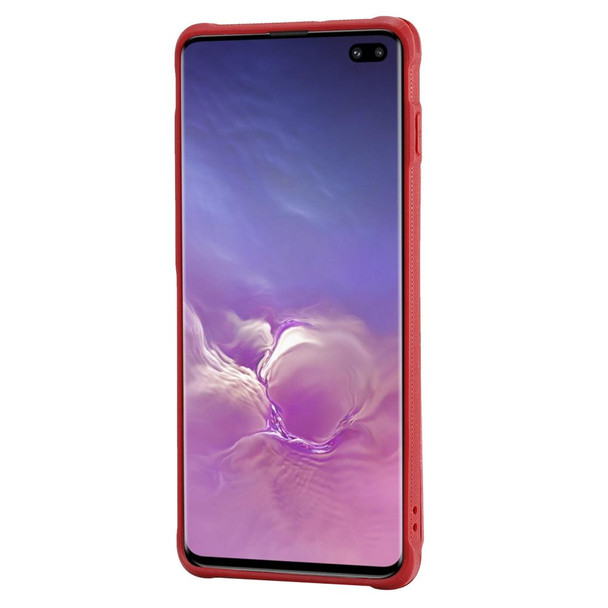 Galaxy S10+ Vertical Flip Shockproof Leather Protective Case with Short Rope, Support Card Slots & Bracket & Photo Holder & Wallet Function(Red)
