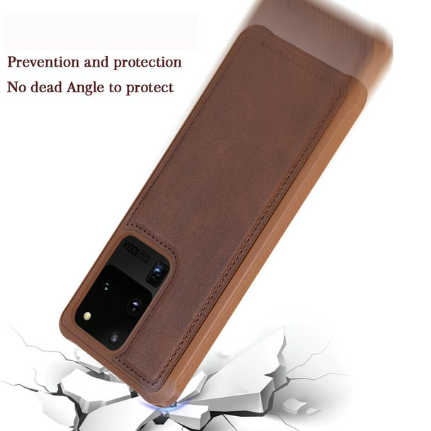 Galaxy S20 Ultra Magnetic Shockproof PC + TPU + PU Leather Protective Case(Coffee)