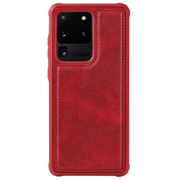 Galaxy S20 Ultra Magnetic Shockproof PC + TPU + PU Leather Protective Case(Red)