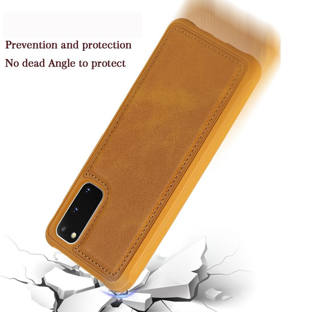 Galaxy S20 Magnetic Shockproof PC + TPU + PU Leather Protective Case(Brown)