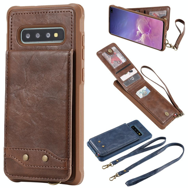 Galaxy S10+ Vertical Flip Shockproof Leather Protective Case with Long Rope, Support Card Slots & Bracket & Photo Holder & Wallet Function()