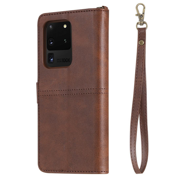 Galaxy S20 Ultra Multifunctional Detachable Magnetic Horizontal Flip Leather Case with Card Slots & Holder & Wallet(Coffee)