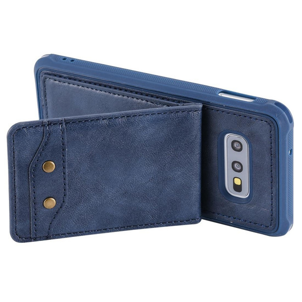 Galaxy S10e Vertical Flip Shockproof Leather Protective Case with Long Rope, Support Card Slots & Bracket & Photo Holder & Wallet Function(Blue)