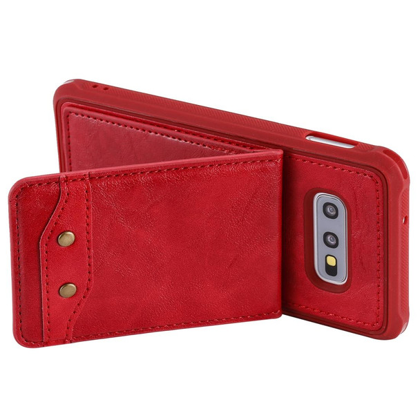 Galaxy S10e Vertical Flip Shockproof Leather Protective Case with Long Rope, Support Card Slots & Bracket & Photo Holder & Wallet Function(Red)