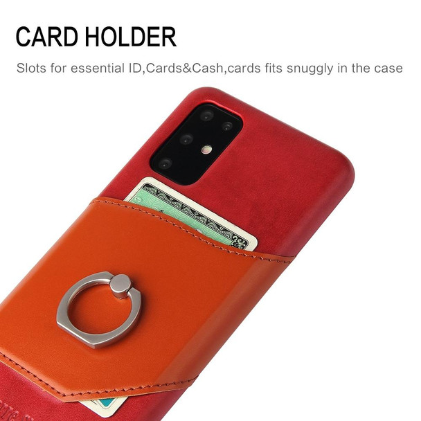 Galaxy S20+ Fierre Shann Oil Wax Texture Genuine Leather Back Cover Case with 360 Degree Rotation Holder & Card Slot(Red)