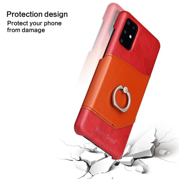 Galaxy S20+ Fierre Shann Oil Wax Texture Genuine Leather Back Cover Case with 360 Degree Rotation Holder & Card Slot(Red)