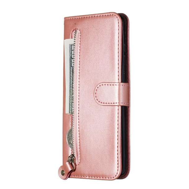 Galaxy S20+ Fashion Calf Texture Zipper Horizontal Flip Leather Case with Stand & Card Slots & Wallet Function(Rose Gold)