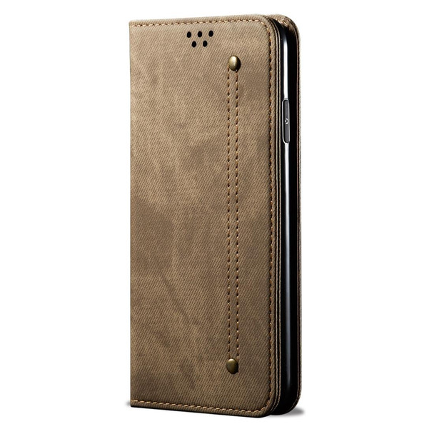 Galaxy S20 Ultra Denim Texture Casual Style Horizontal Flip Leather Case with Holder & Card Slots & Wallet(Khaki)